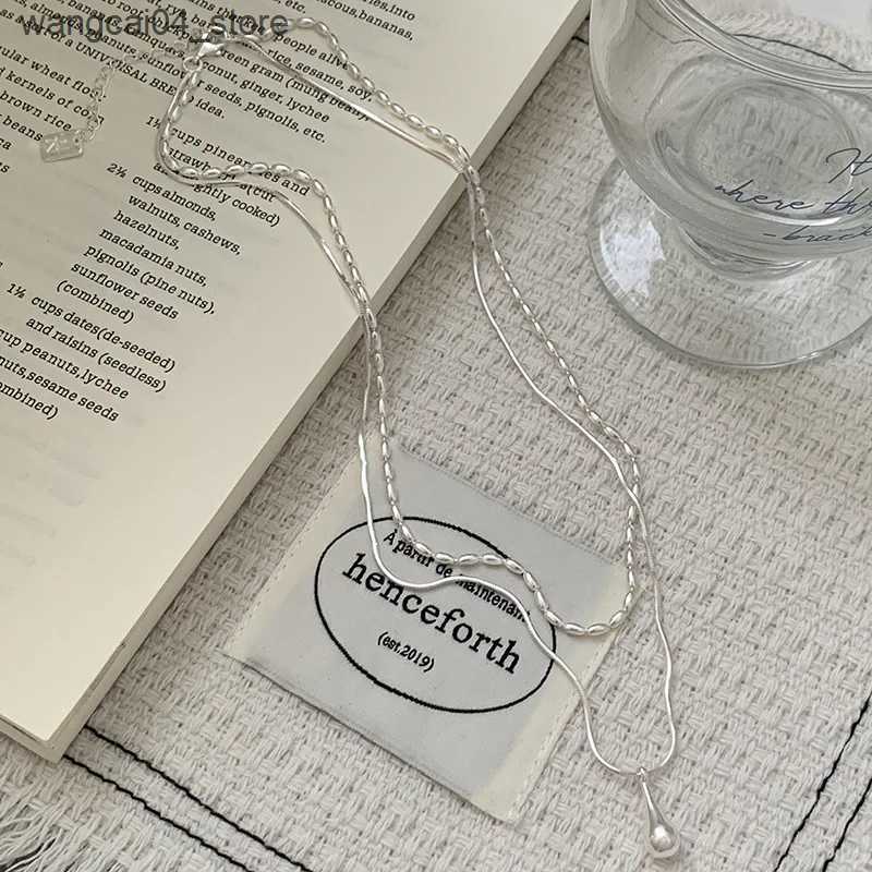 Chokers New 925 sterling silver double-layer necklace exquisite geometric shape pendant necklace birthday party gift ladies exquisite jewelry L240910