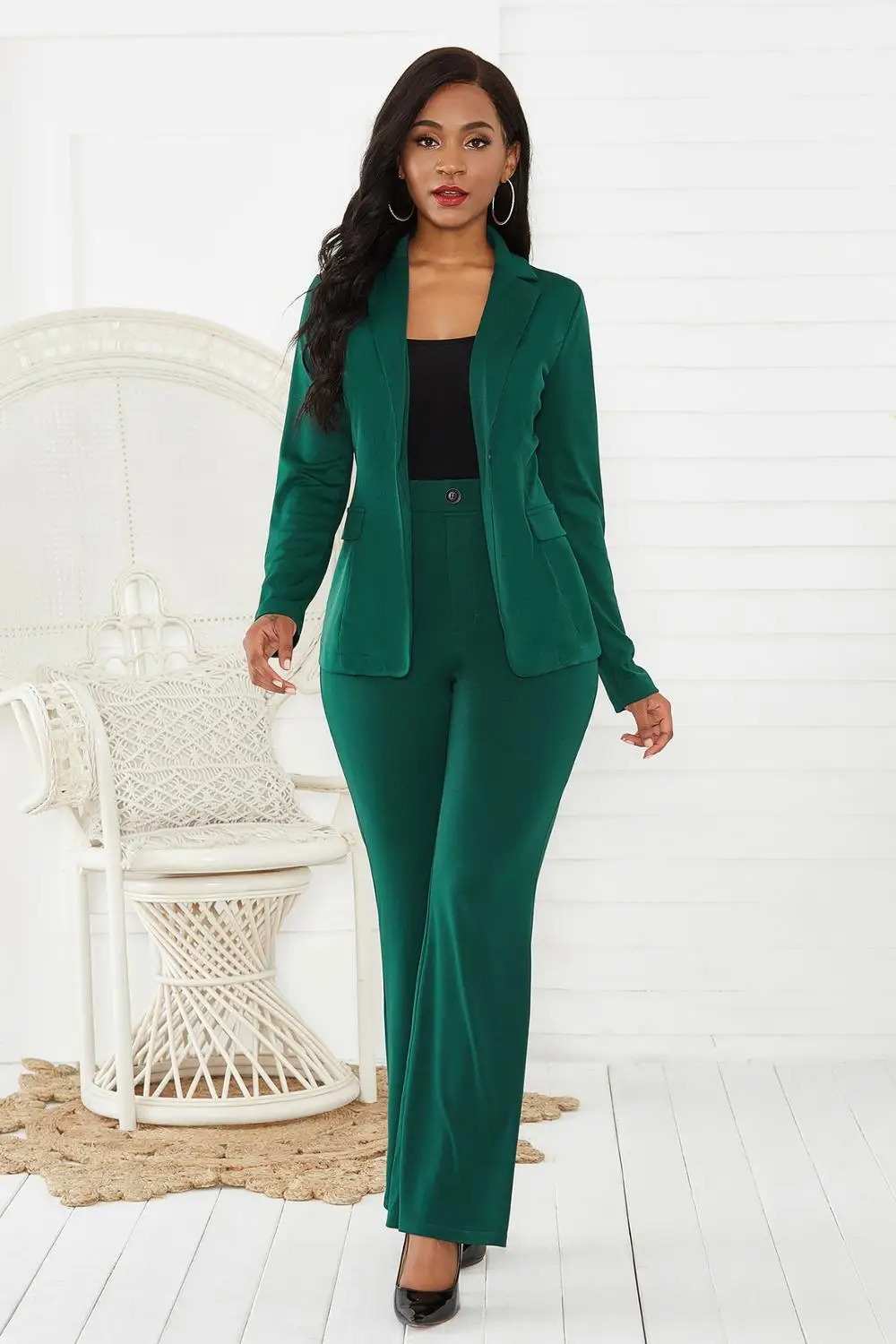 Womens Office Set 2piece Long Sleeve Pants Winter 241009