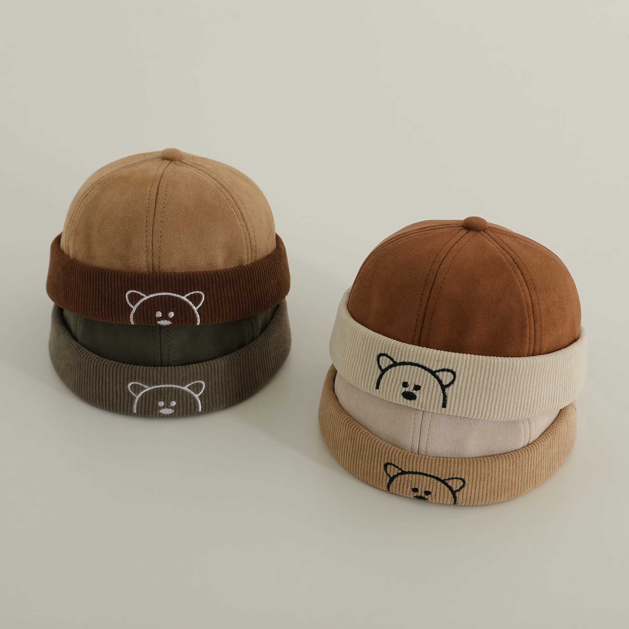Korean Baby Adjustable Landlord Hats Boy Girl Hip Hop Docker Cap Solid Color Brimless Hats Fashion Children Melon Caps LX241018