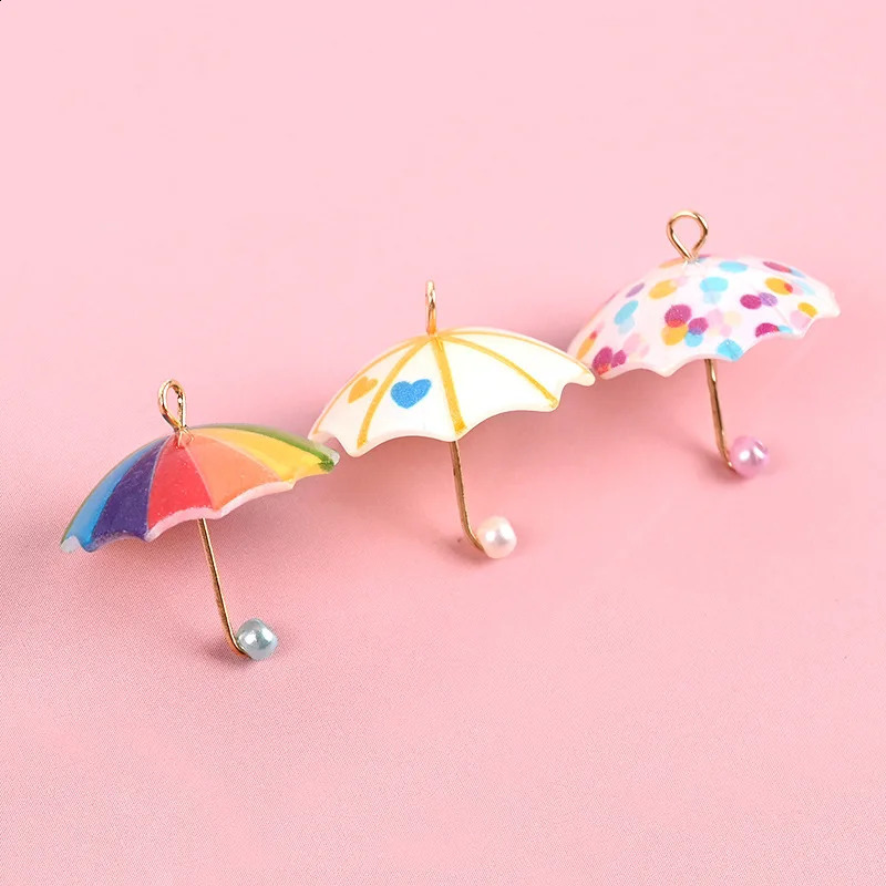 6pcs Simulation Umbrella Resin Earring Charms Diy Doll House Decor Funny Keychains Necklace Pendants Handmade Jewelry Accessory 241010