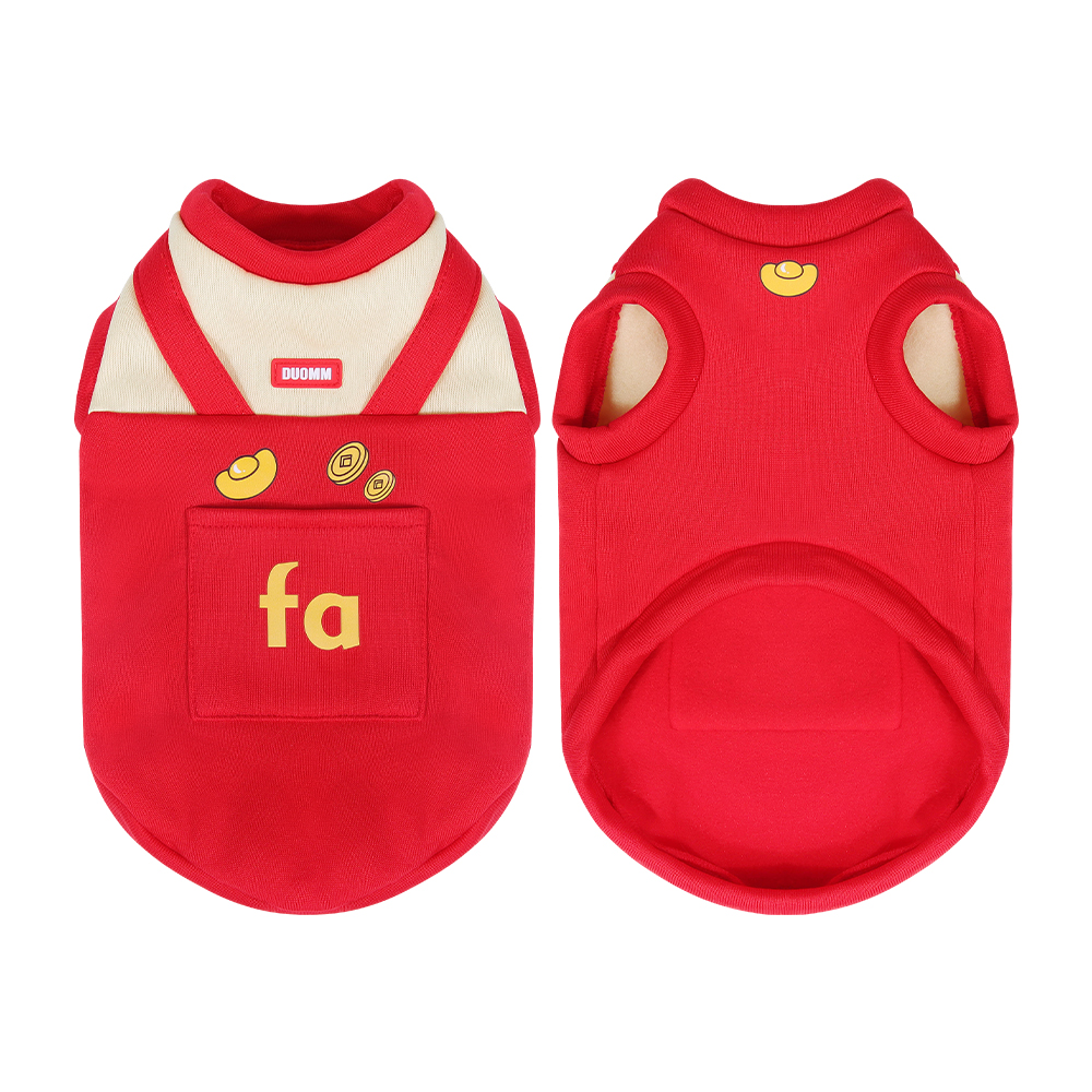 New cat clothing for autumn and winter, warm dog hoodie, fake two-piece cloth doll, short fur cartoon windproof pet vest