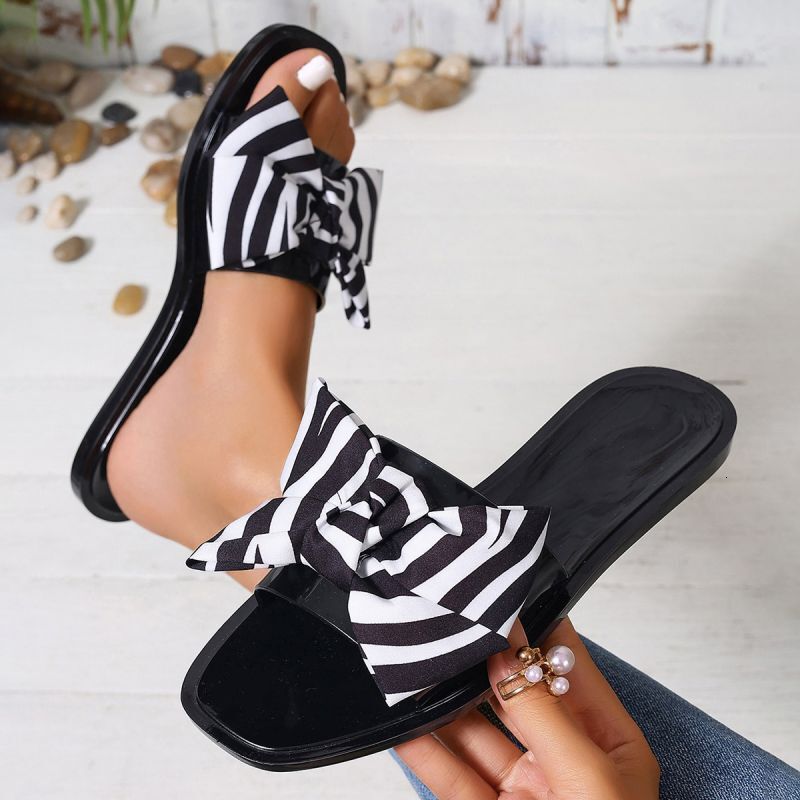Summer Fashion Vacation Flat Sandals Anti Slip And Waterproof PVC Bow Slippers Ddmythur