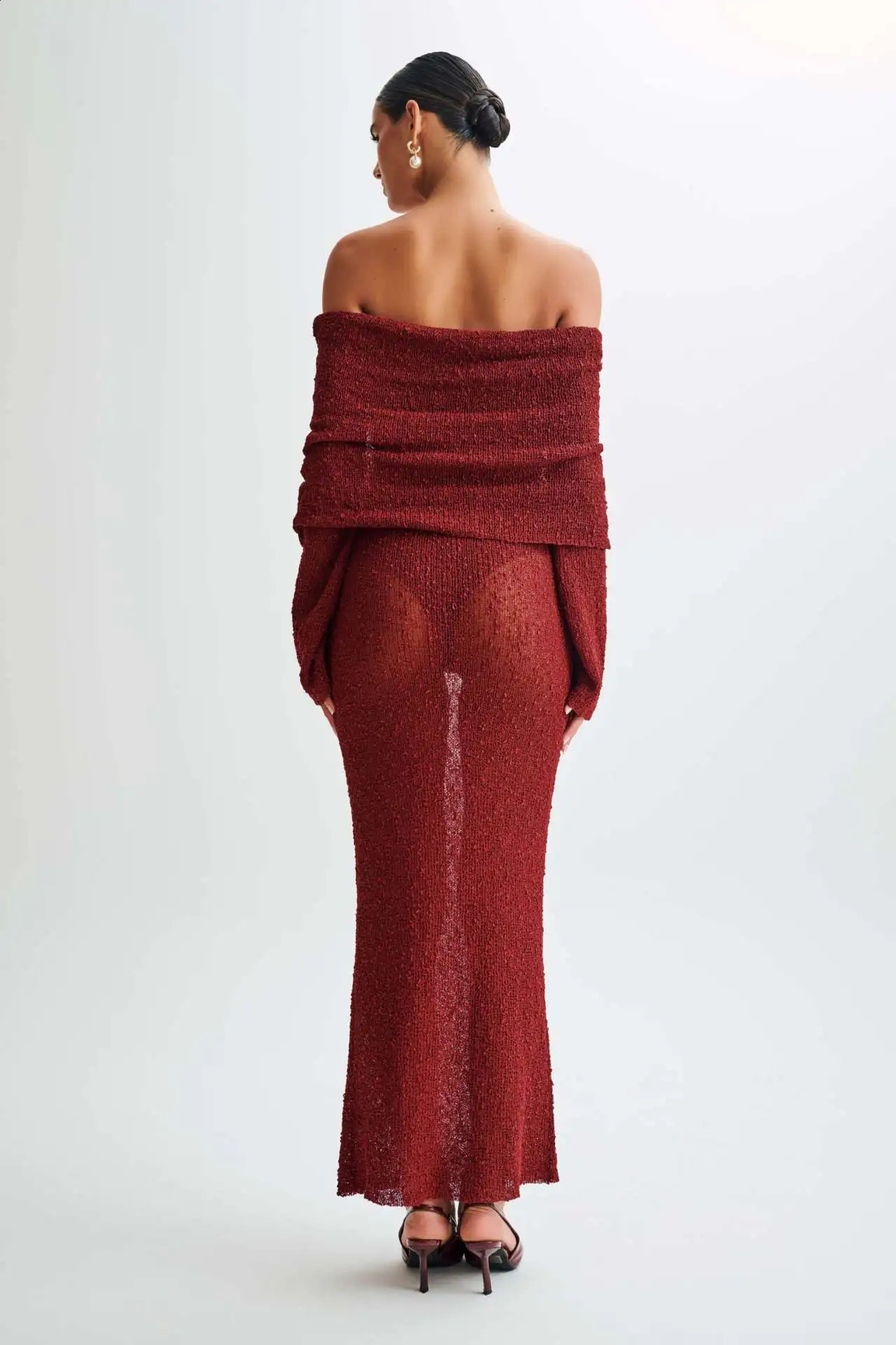 Knitted Off Shoulder Dress Women Bodycon Cocktail Maxi Evening Clothes Ladies Elegant Sexy Party Birthday Crochet Dresses 241017