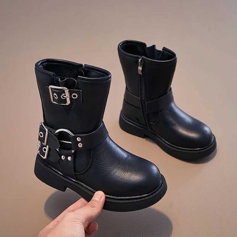 Boots Spring Autumn Boys and Girls Children Chelsea Boots Buckle Classic Buckle Britain Style Retro Kids Short Boots Non-slip 2023 PU H241018