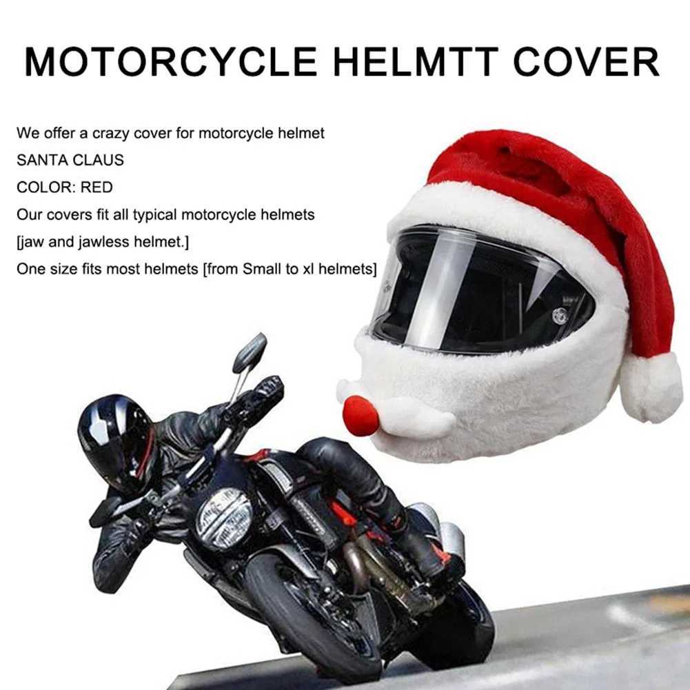 BeanieSkull Caps Interesting Santa Claus bicycle helmet Christmas motorcycle helmet cover plush Christmas hat Santa Claus racing hat Merry Christma Y2