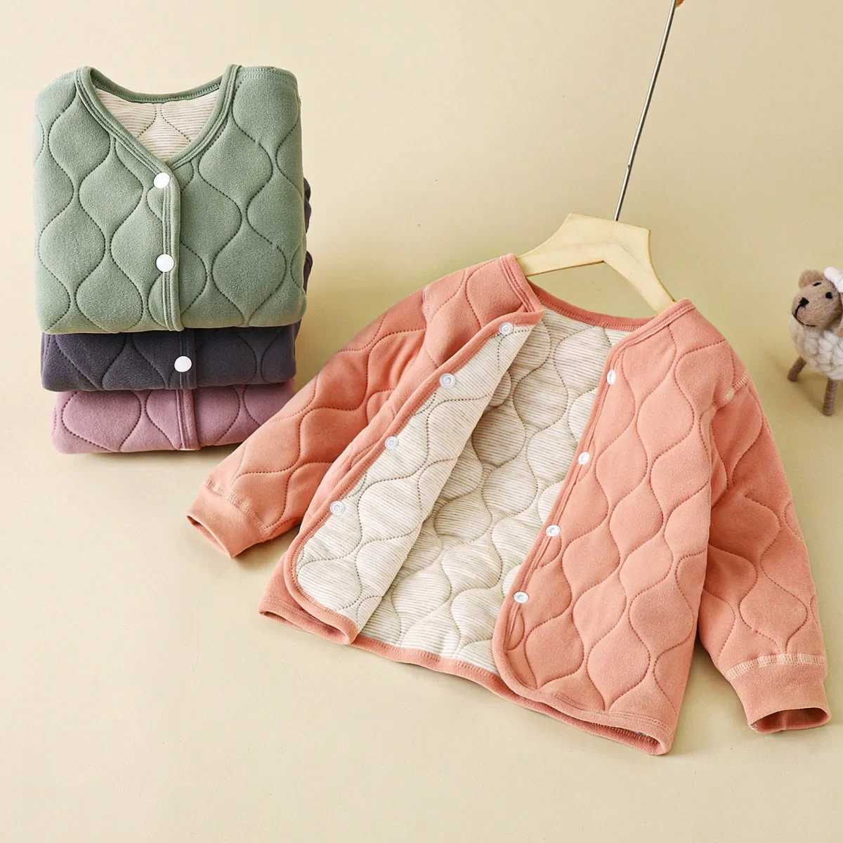 Childrens warm autumn new boy three-layer bedding girl thick jacket cotton childrens clothing M241018