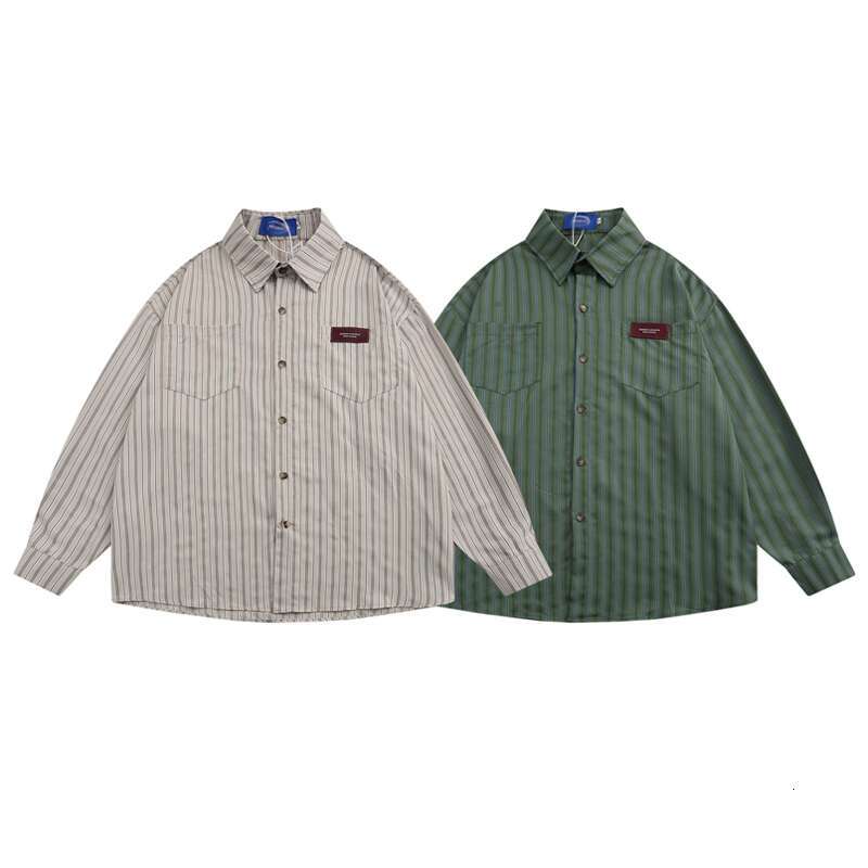 shanshi Men's shirts Spring Autumn new style lapel long sleeved striped and women casual student versatile shirt for men