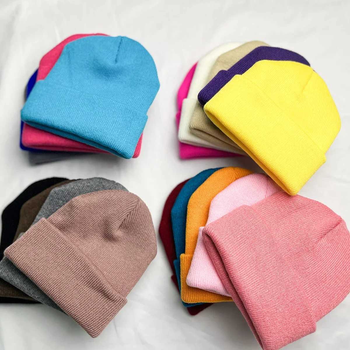 Parent-child Newborn Kids Adult Hat Winter Knitted Beanie Mother Kids Hat Girls Solid Crochet Bonnet Cap Infantil Wool Skullies LX241018