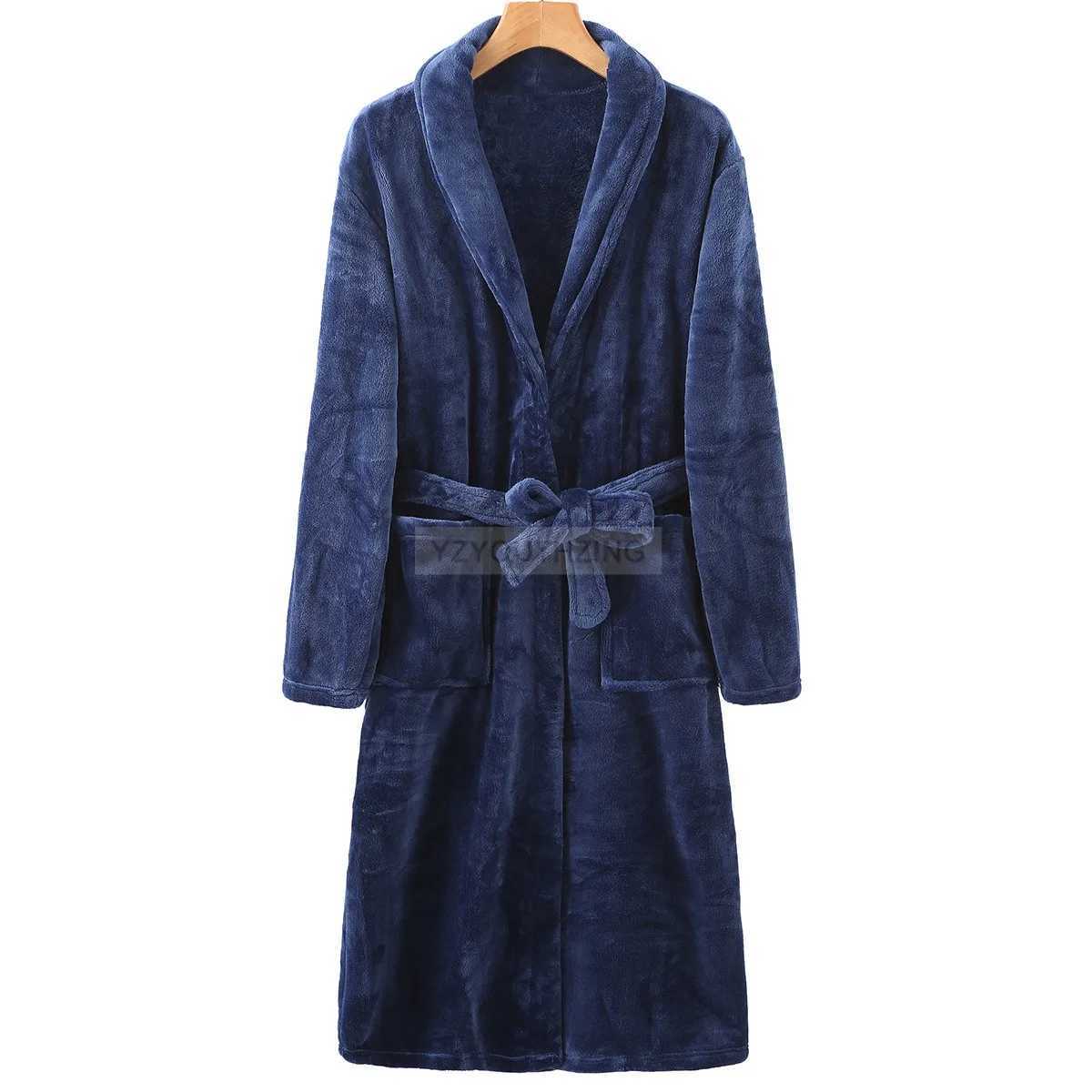 Lovers Flannel Bathrobe Gown Winter Solid Robe Warm Sleepwear Casual Kimono Gown Coral Fleece Nightwear Unisex Home ClothingXJ241018