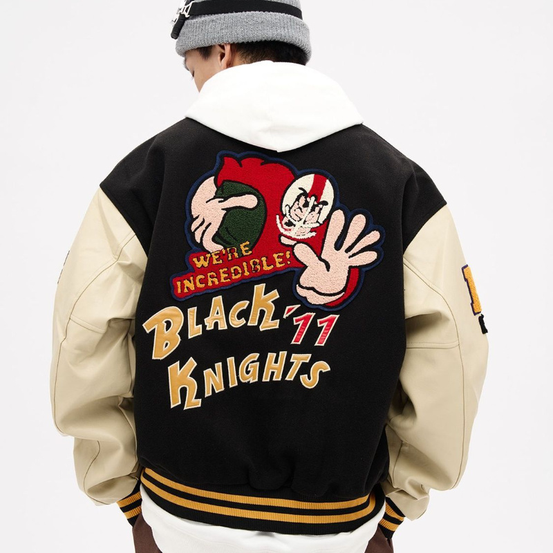 American Vintage Coat Unisex Spring Autumn Baseball Uniform Men Women Loose Embroidery Patchwork O-Neck Preppy Jacket