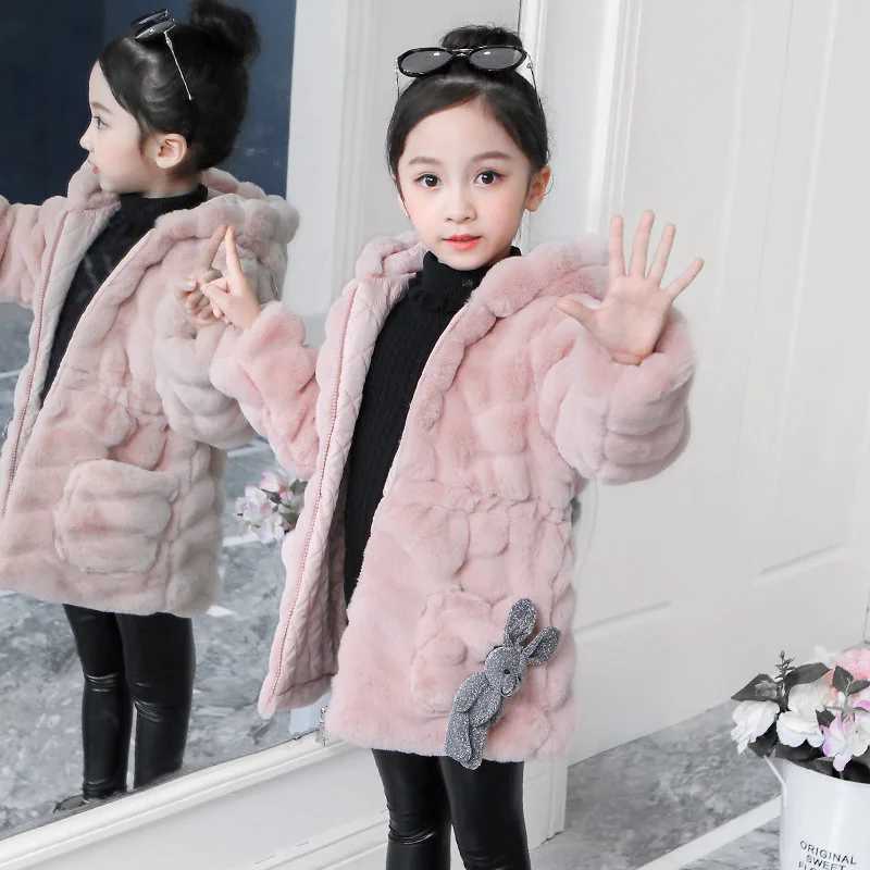 Girls coat cotton coat fur warm and thick winter gift childrens clothing M241018