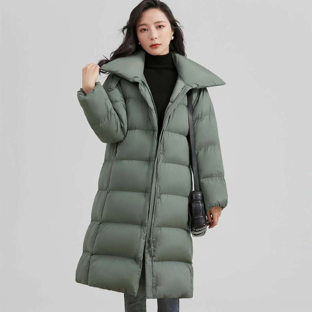 2024 New Winter Women White Duck Down Jackets Fashion Slim Long Warm Ski Coats