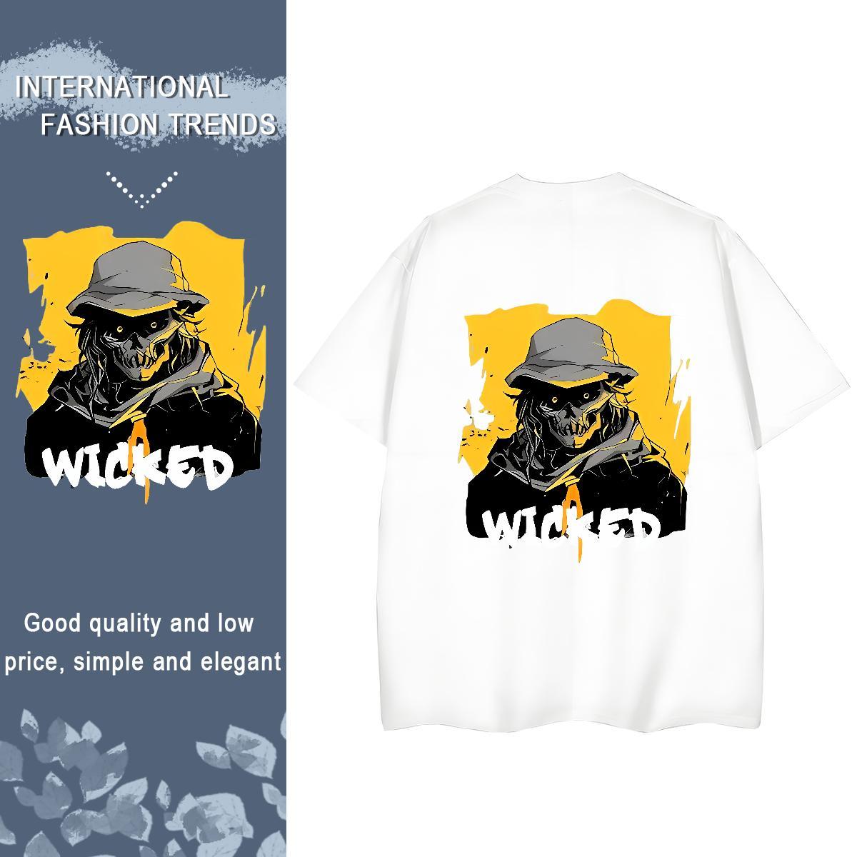 Fashion New T Shirt For Woman 230g Cotton Breathable Crew Neck Casual Beach skull Unisex Tshirts Designer Anime Tee Shirt