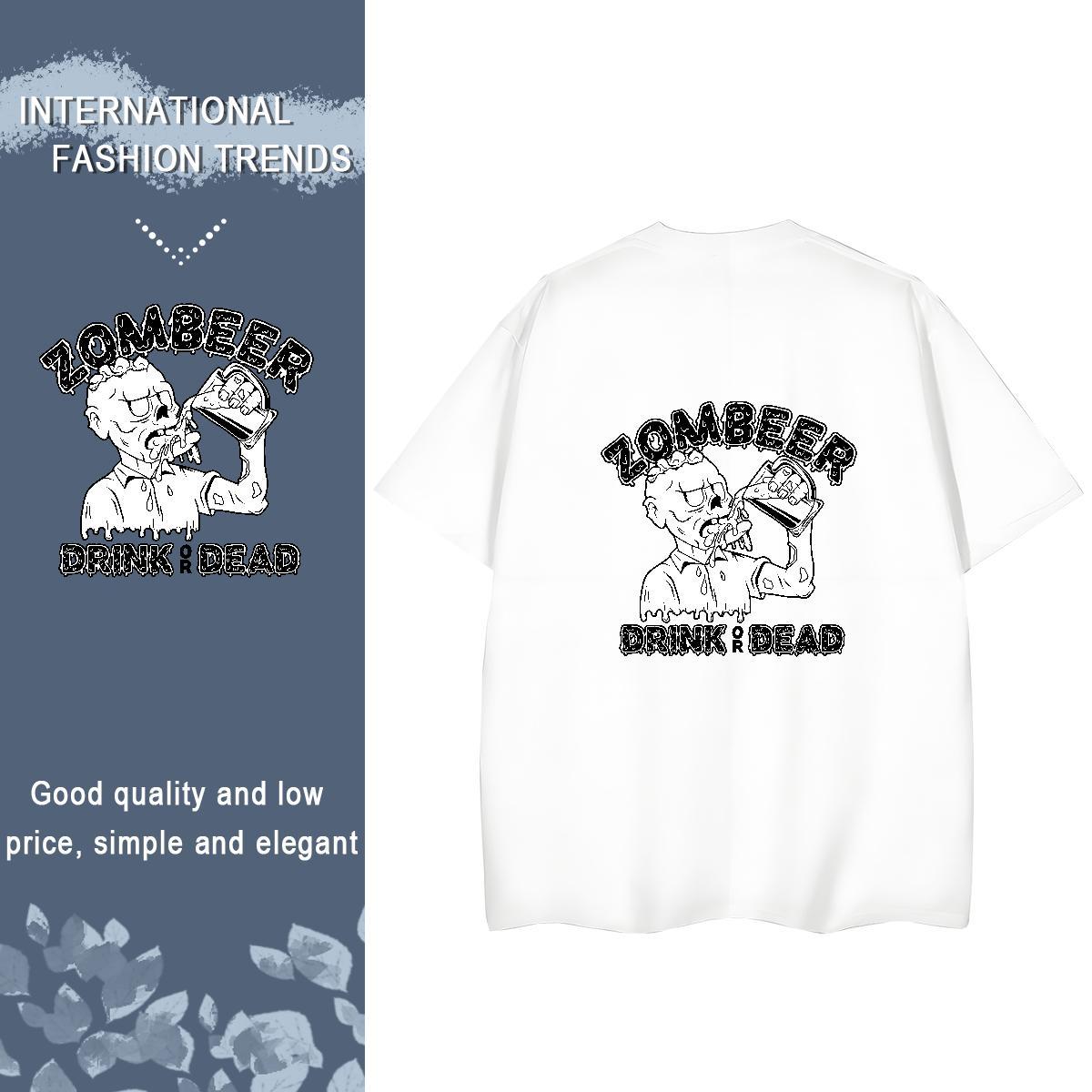 New Arrival T-Shirts for Women 230g Pure Cotton Breathable Crew Neck Daily Wear skull Tshirt for Man Woman Loose fit DIY Anime Printed Tee Shirt