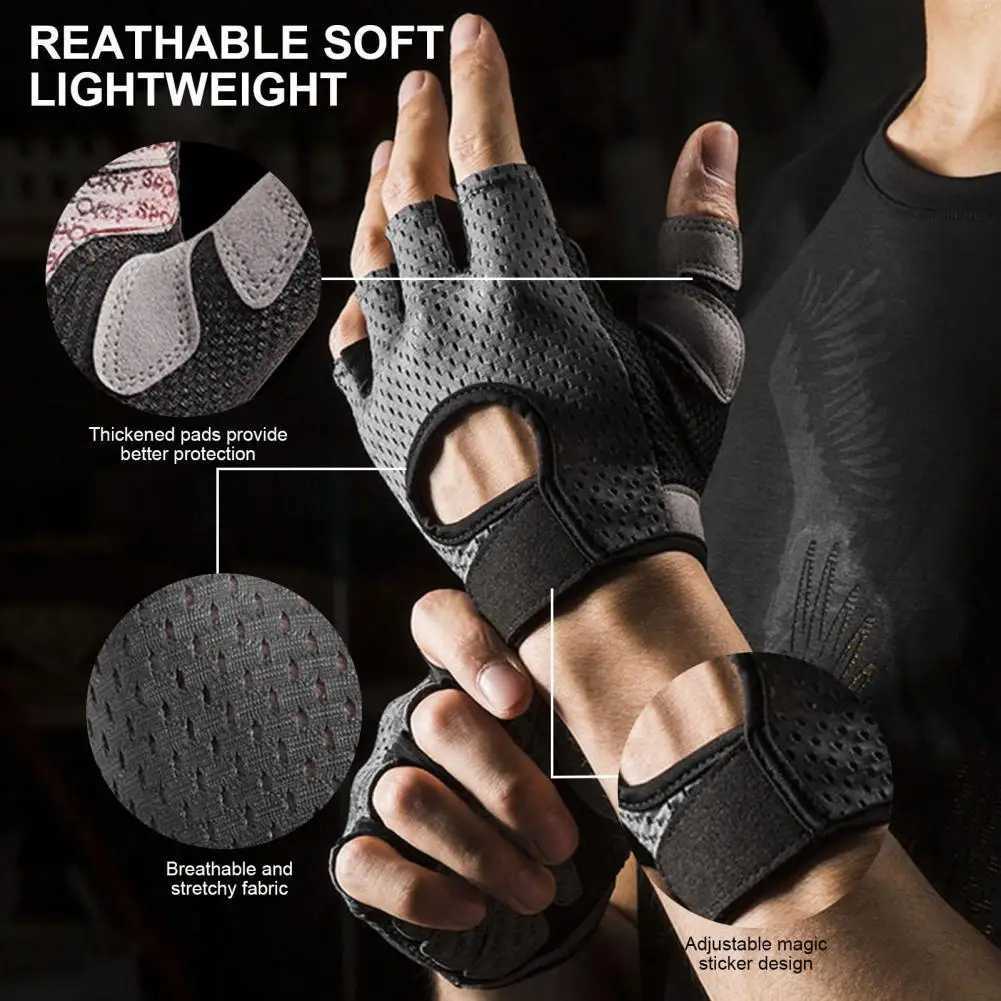 Non slip half finger sports gloves with full palm protection suitable for weightlifting bicycles unisex outdoor sports glovesW241018