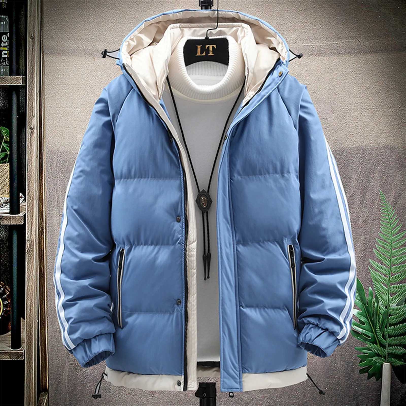 Men Cotton Jacket Casual Winter Cotton-Padded Jacket Keep Warm Windbreaker Thickened Sports Hooded Coat Windproof Padded Coats LX241018