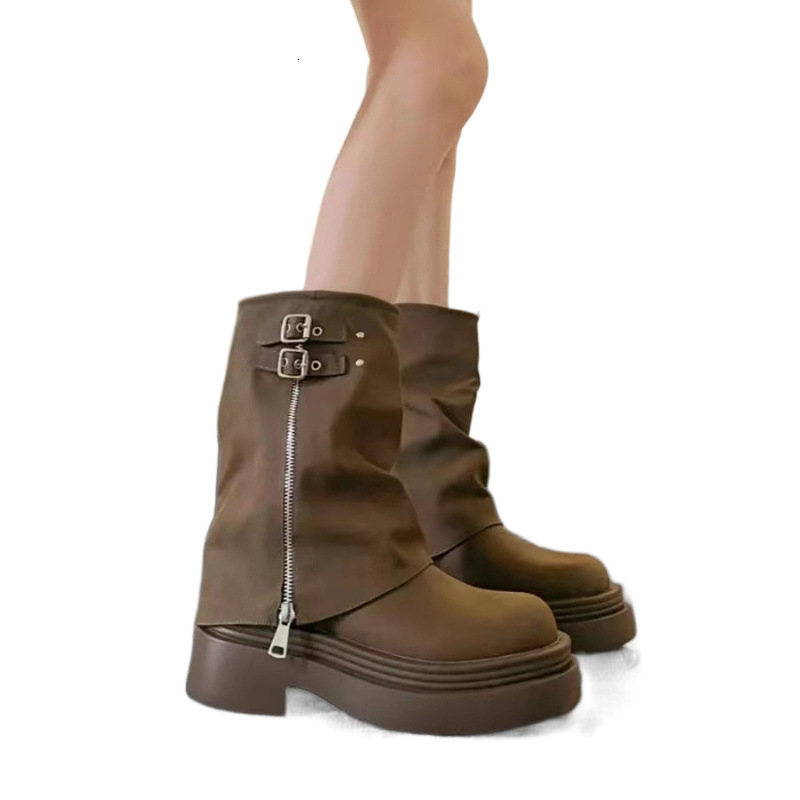 Small British style thick soled high top Martin boots for women 2024 new autumn and winter slimming short boots