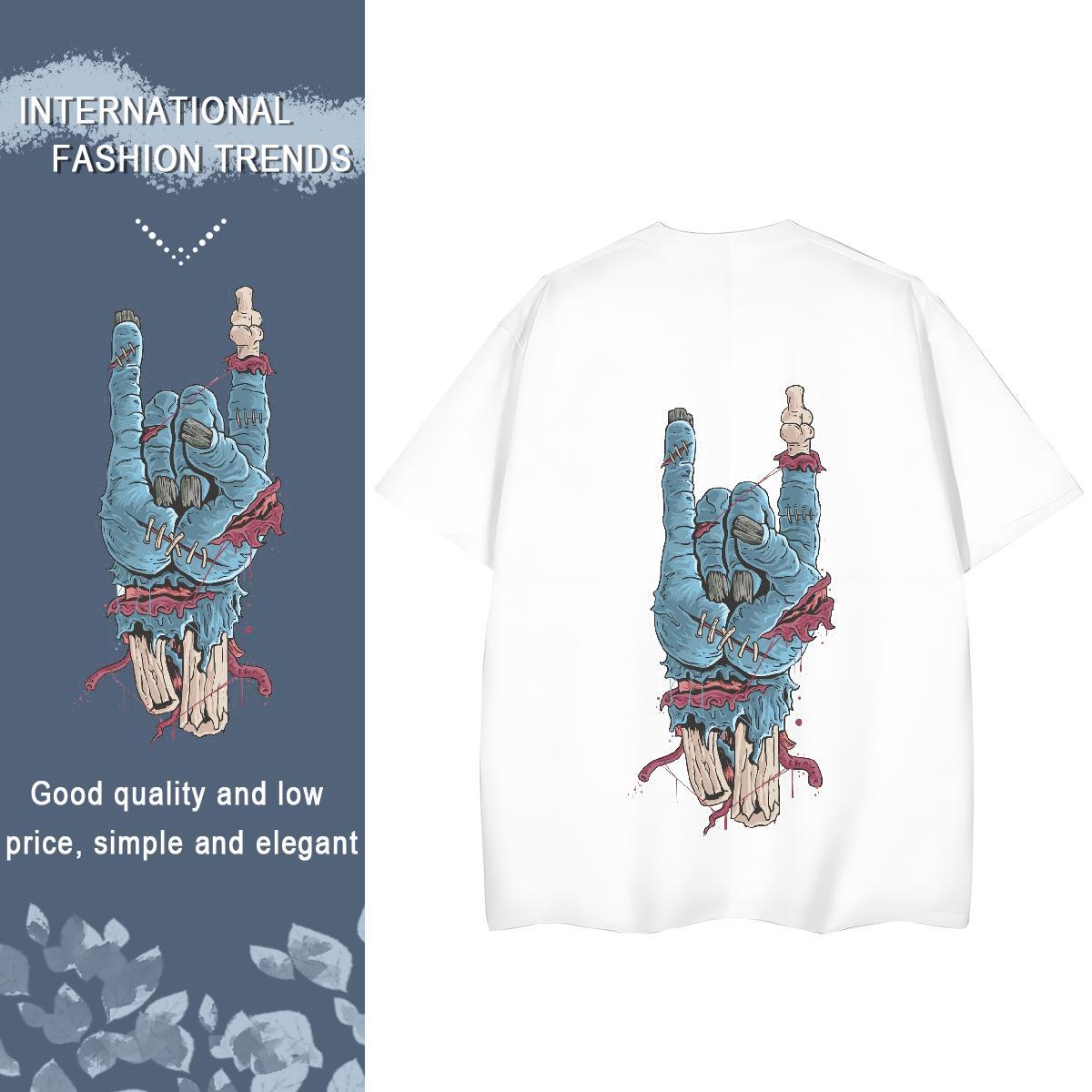 2024 Designer T Shirts Women 230g Cotton Crew Neck Breathable Home Outdoor hands Women Tshirts Loose fit Cartoon Print Polos