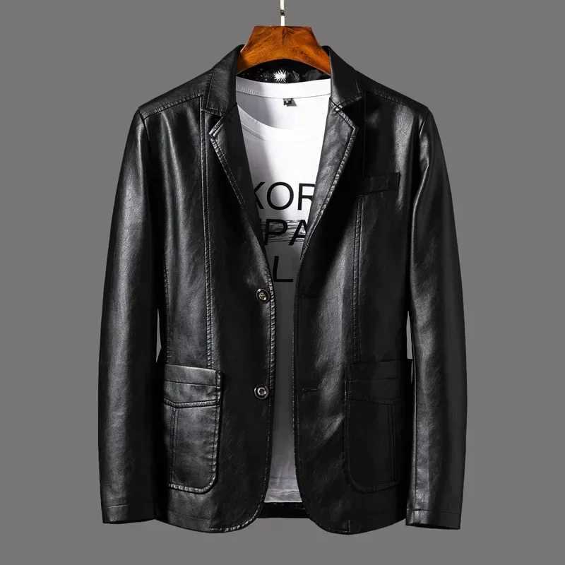 Fashionable handmade high-end new mens warm leather jacket casual mens PU leather jacket leather jacket Y241018