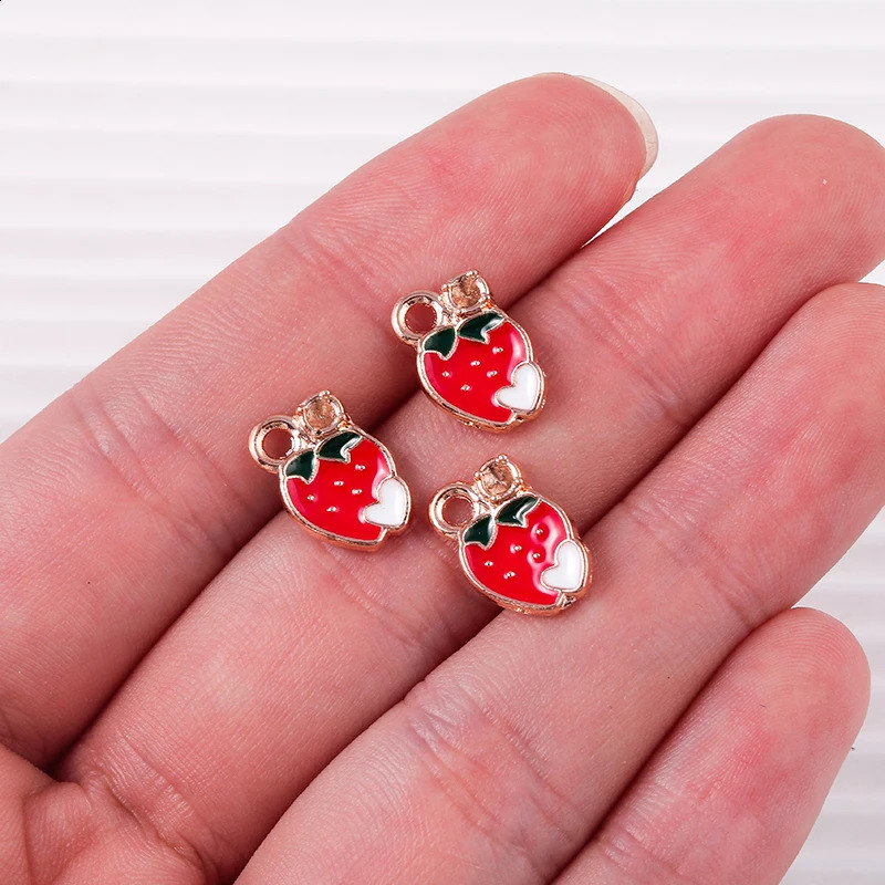 10pcs Mix Enamel Fruits Charms Cherry Pineapple Apple Peach Pendant for Necklace Earring Bracelet DIY Jewelry Making Accessories 241010