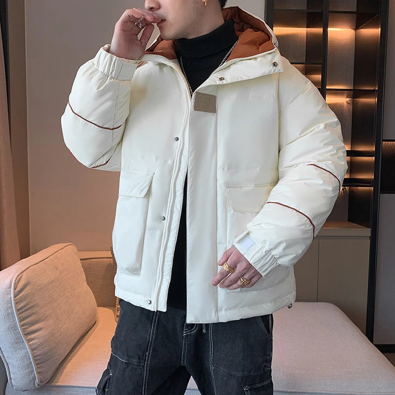 Casual 2024 Winter Mens Hooded White Duck Down Jackets Outwear Windproof Warm Puffer Coat Youth Solid Loose Think Down Clothing 241017