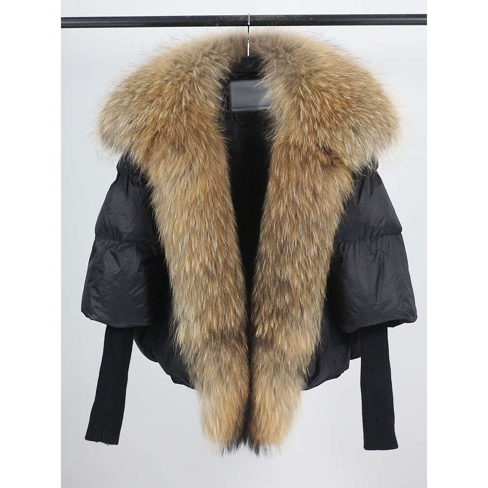 Loose Natural Real Fox Fur Collar Coat Thick New European Fashion White Duck Down Jacket Winter Women Warm Outerwear