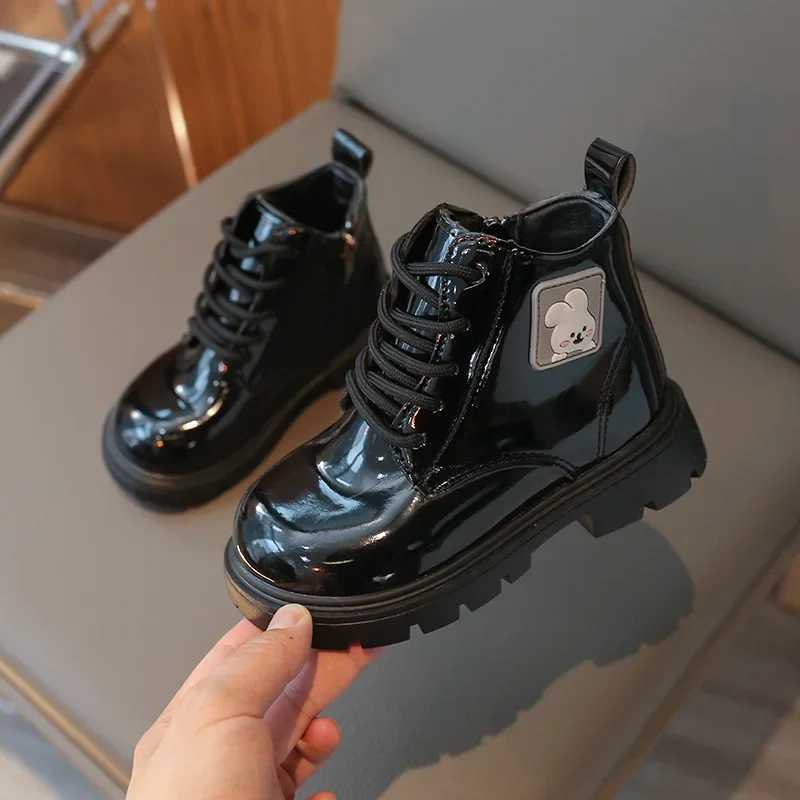 Boots Girls ankle boots new cute rabbit childrens leather boots spring and autumn fashionable childrens leather boots princess thick robot short boots