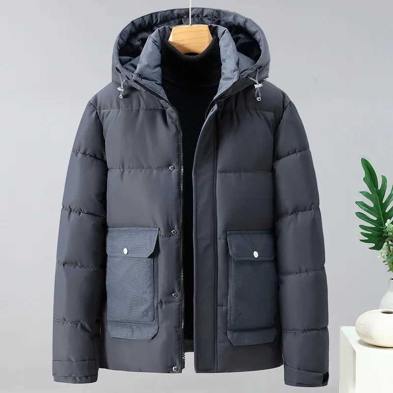 Winter high-end mens down cotton clothes short new middle-aged and young people thickened jacket hooded cotton clothes LX241018