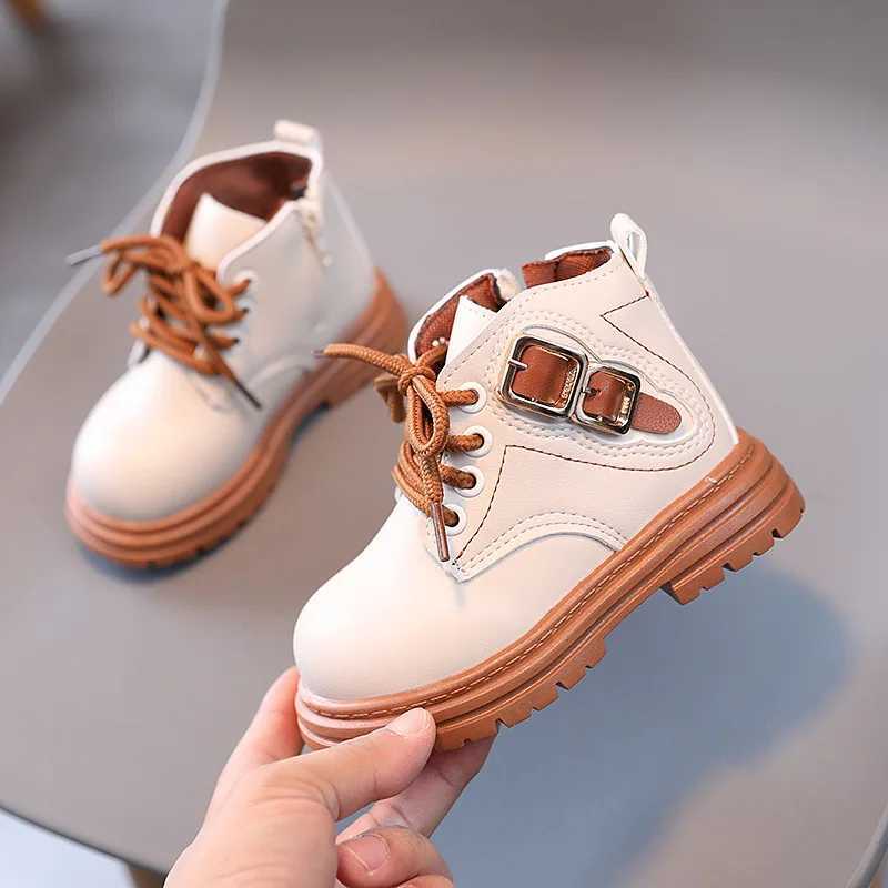 Boots Korean Style Childrens Boot Thick Soled Causal Girls Platform Ankle Boots Fashion Round-toe Kids School Boys Short Boots Zipper H241018