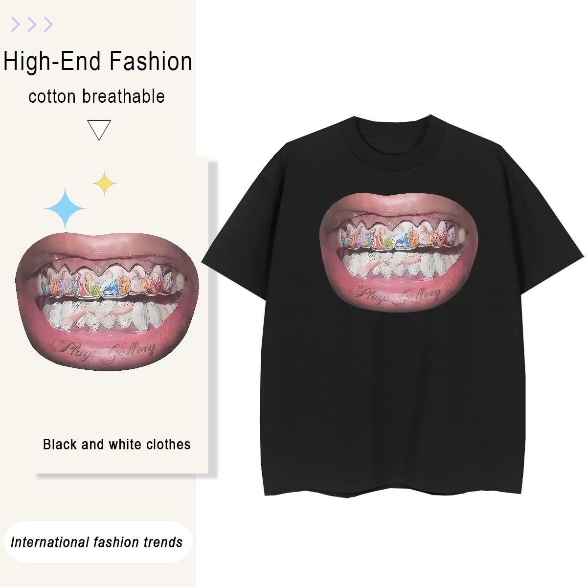New Arrival T-Shirts for Women 100% Cotton 230g Breathable Crew Neck Street Wear mouth Lady T shirt Designer Nice Custom Printed Top Shirts
