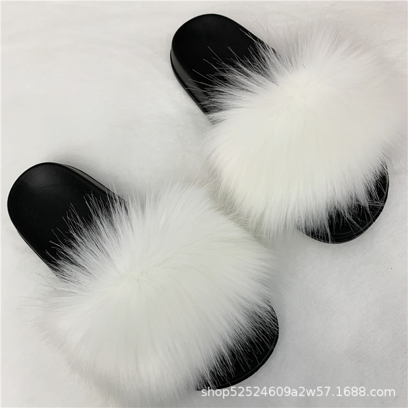 New Women S Men Slippers With Imitation Raccoon Fox Fur And Adhesive PVC For Home Use Ddmythur
