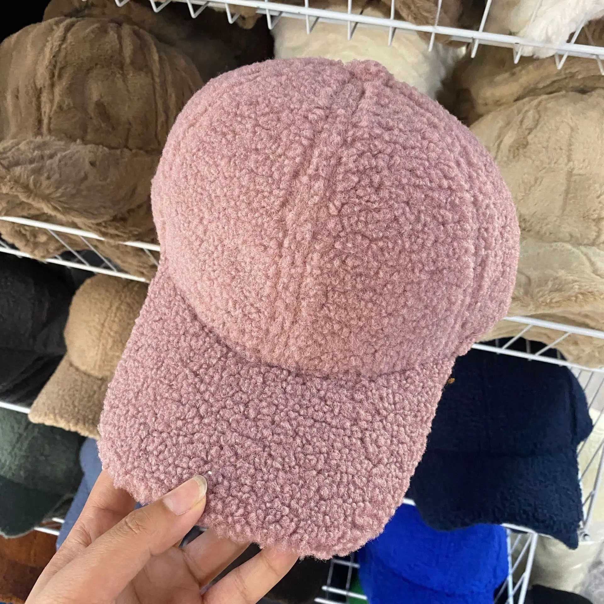 Artificial Lamb Wool Baseball Cap for Women Autumn Winter Warm Cap for Men Plush Baseball Cap Spring Baseball Hap Solid SunshadeX241018