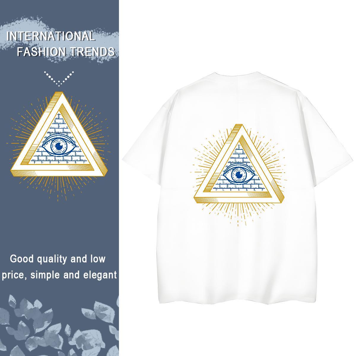 2024 DIY T Shirts Women 100% Cotton 230g O-Neck Short Sleeve Street eye of the devil Women Tees Brand Cartoon Print Clothes Shirt