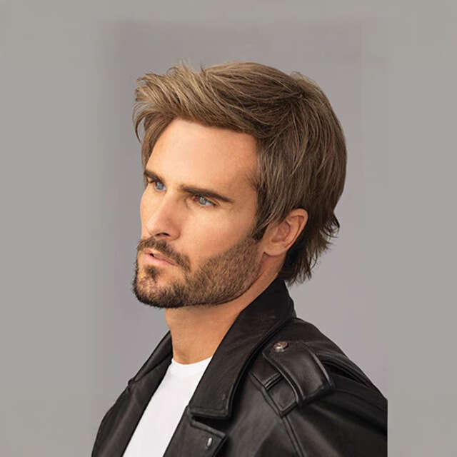 Hair Fashion Handsome Men's Mechanized Synthetic Wig Full Headset Wigs