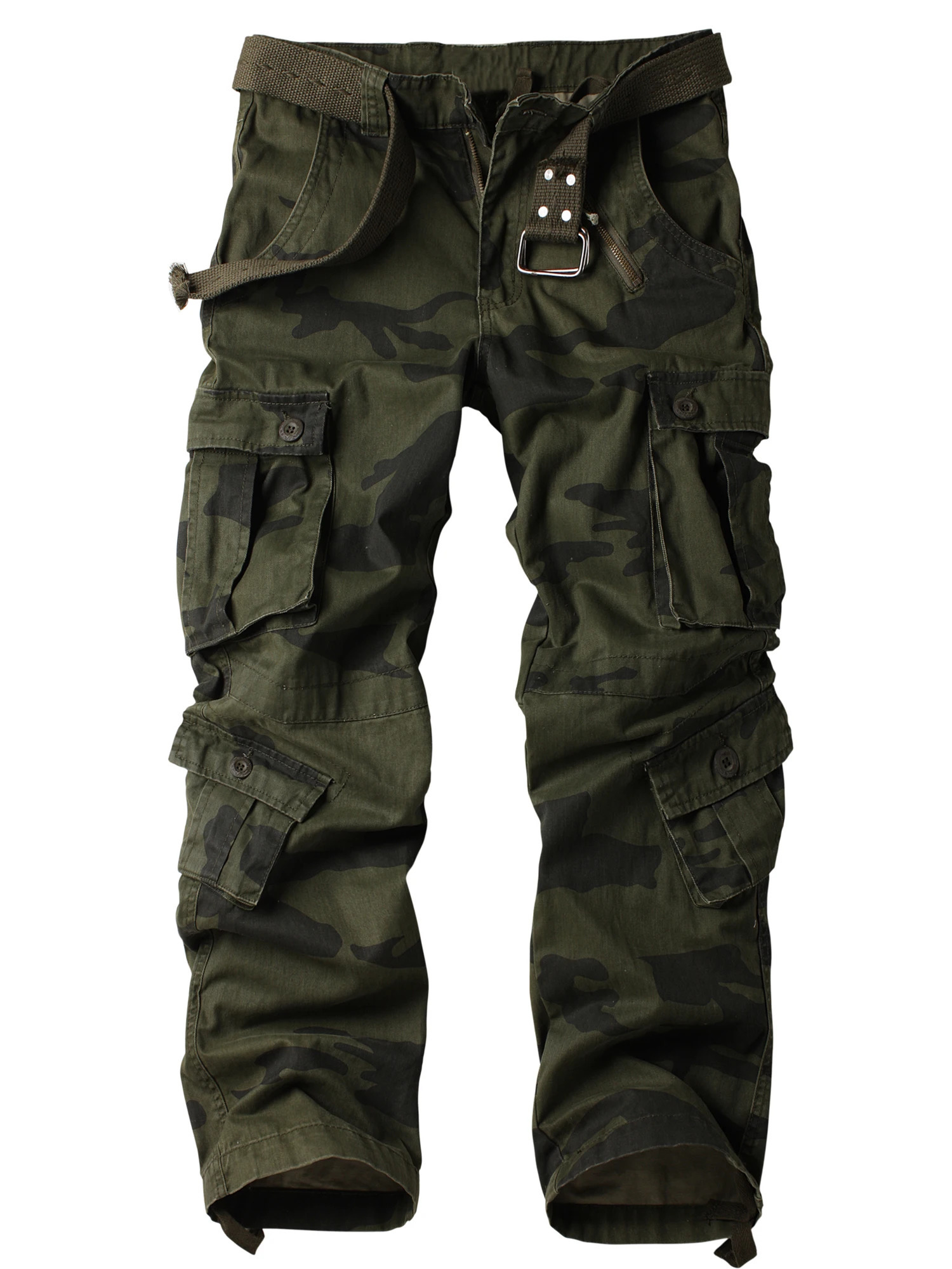 AKARMY Mens Hiking Pants Outdoor Ripstop Wild Cargo MultiPocket Camo Lightweight Casual No Belt 241018