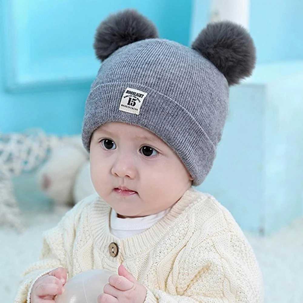 Childrens Caps Baby Wool Hat Childrens Thick Hats Warm Earmuff Winter Warm Knit Caps Infant Toddler Cap Kids Pom Hat LX241018