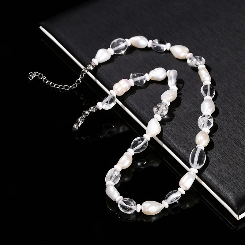 Change to a better natural quartz white pearl irregular bead necklace for women n for spiritual healing handmade necklace 241018