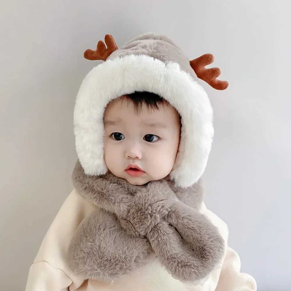 Baby Winter Warm Hat Scarf Girls Boys Winter Hat Earflap Hoodie Scarf Children Winter Thicken Ear Hat for Infant Baby Accessory LX241018
