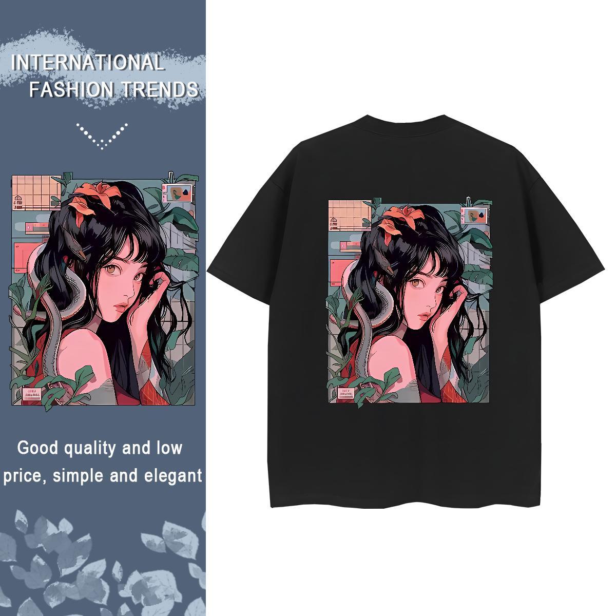 2024 DIY T Shirts Women 100% Cotton 230g Short sleeve Soft Hip Hop portrait Women Tees Unisex Custom Printing Top Tees
