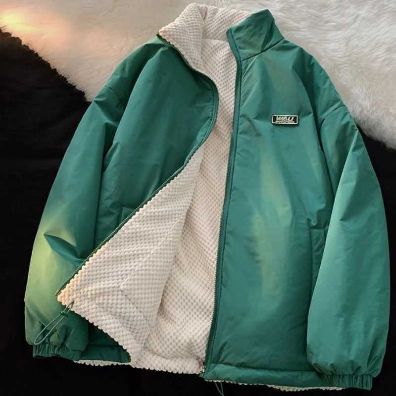 2023 New Men Down Cotton Coat Winter Jacket Short Reversible Loose Parkas Thicken Warm Outwear Leisure Fashion Overcoat LX241018
