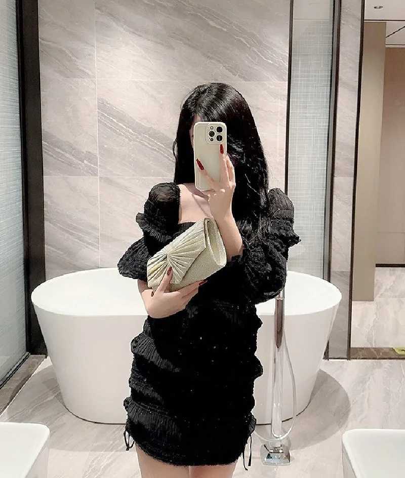 Womens Evening Clutch Bag Fashion Shining Gold and Silver Long Wallet Wedding Party Banquet Bag Womens sequined Shoulder Bag Z241225