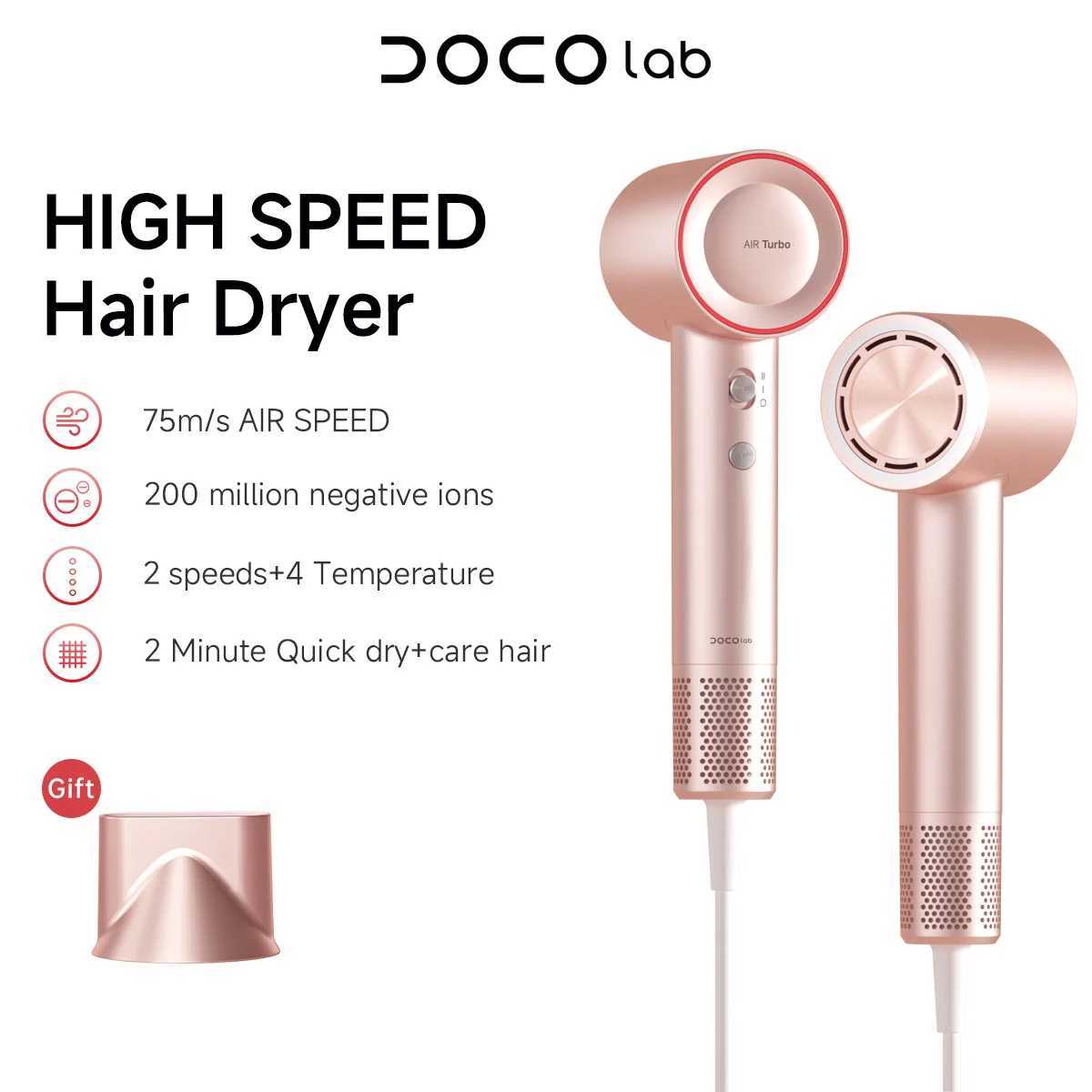 DOCO high-speed hair dryer 75m/s 200 million negative ion hair care 11000 Rpm professional lightweight home travel gift W241125