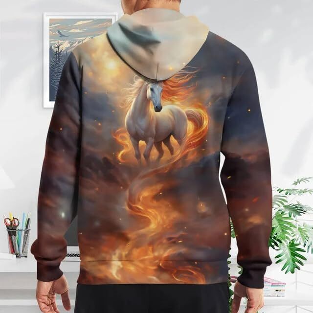 Hoodie for Mens Womens Horse Hoodies For Women 3D Print Design Pullover Horseback Riding Rodeo Hooded Sweatshirt Mens Animal Hoodie Graphic Warm