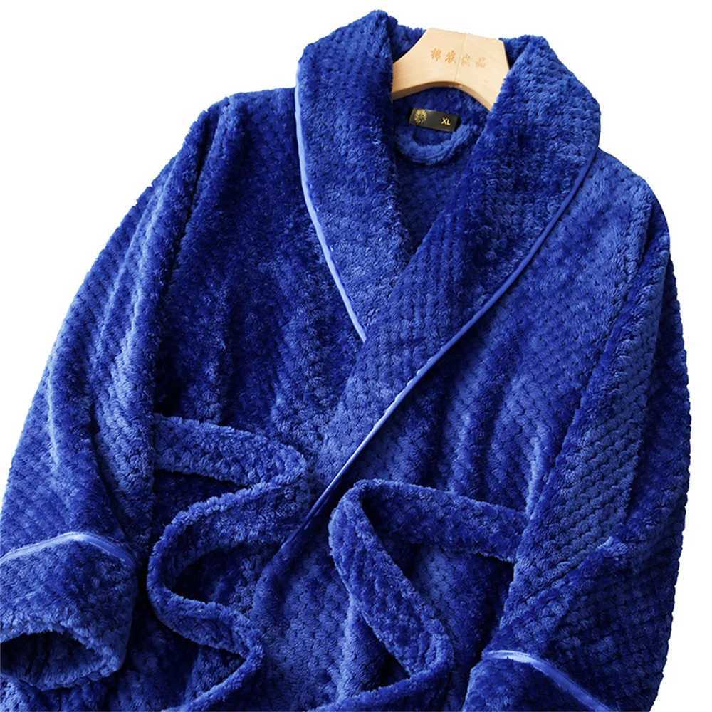 FZSLCYIYI Winter Flannel Couple Long Robe Sleepwear Warm Coral Fleece Kimono Bathrobe Nightwear Loose Home Wear LoungewearXJ241018