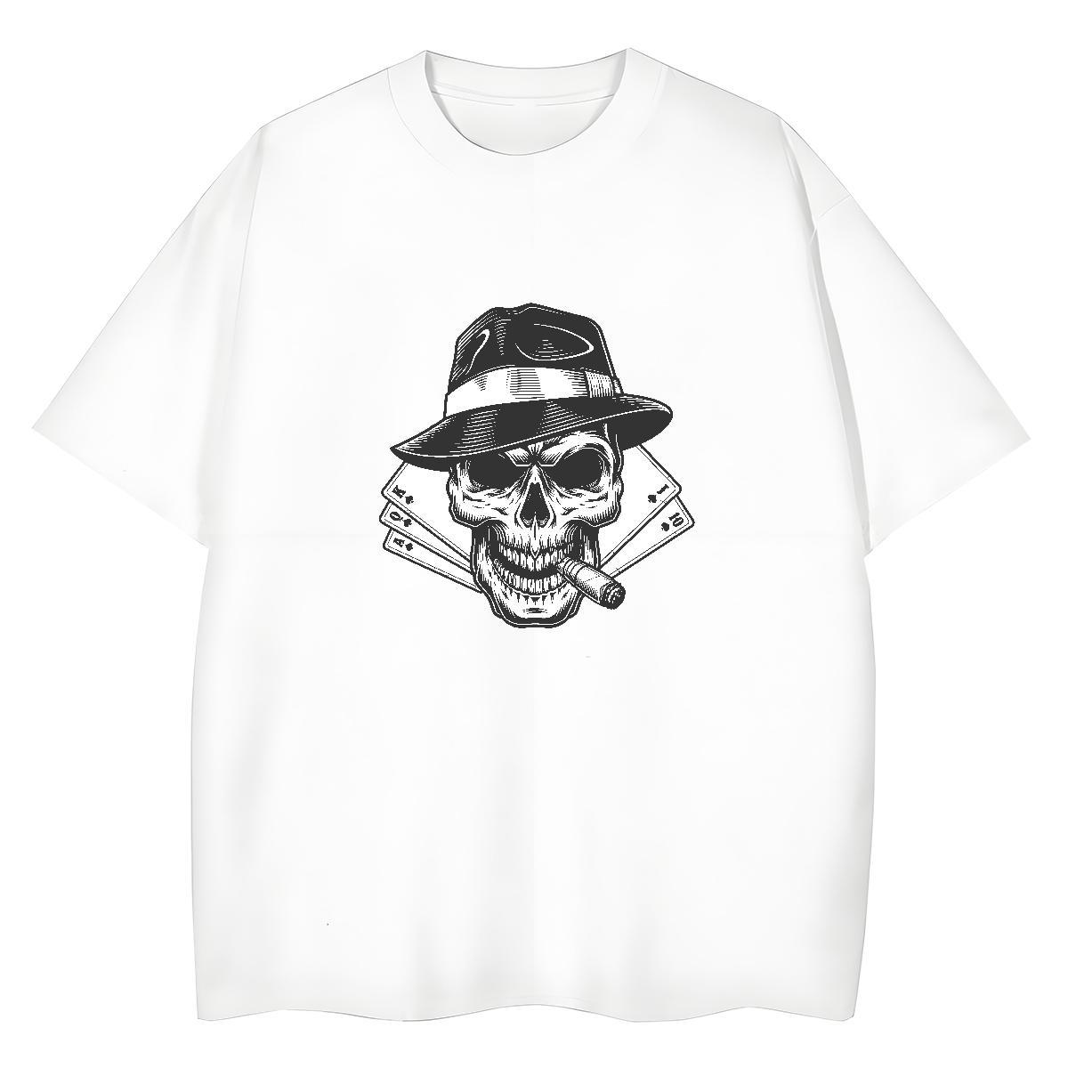 Fashion Womens T Shirts 230g Pure Cotton O-Neck Short Sleeve Sports Casual skull Woman Tshirt Comfortable DIY Printed Clothings