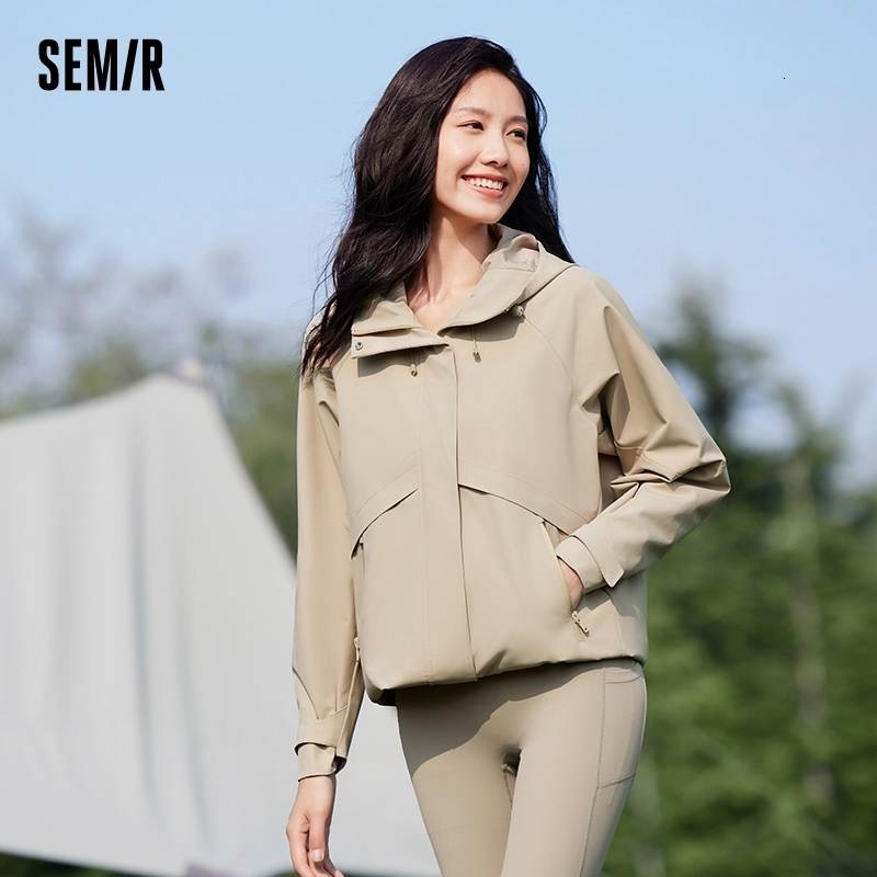 Semir Women Mid-Length Sleeves Loose-Fit Waterproof Oil-Resistant Stain-Resistant 2024 New Autumn Hooded Jacket