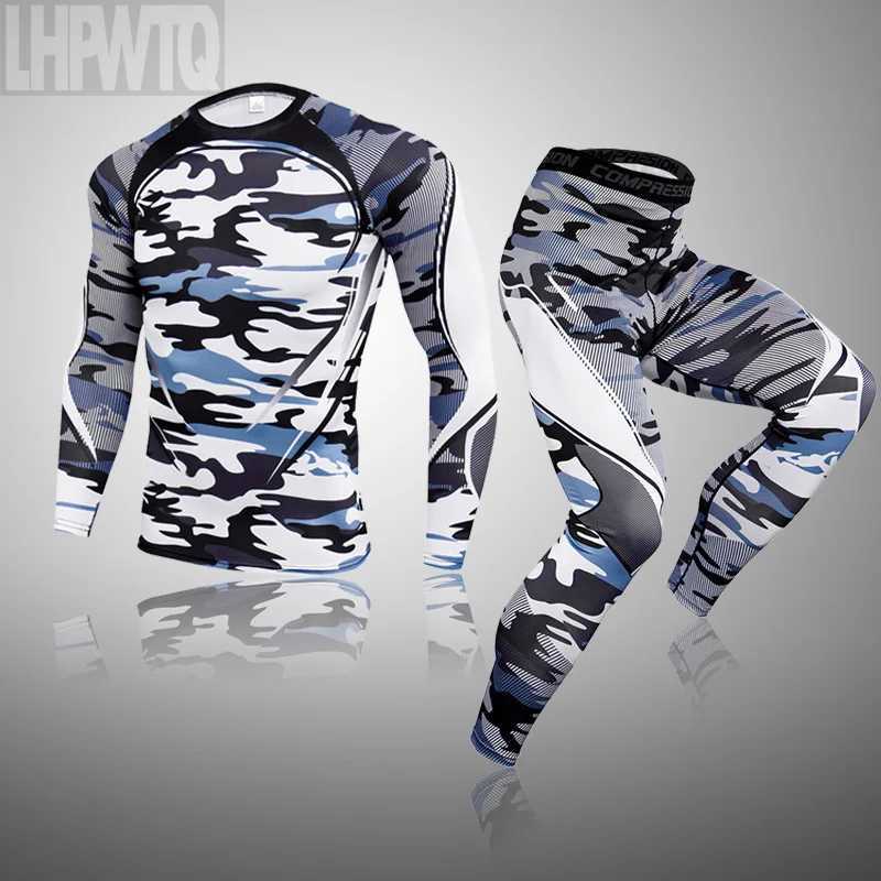 Men's Thermal Underwear Thermal underwear Sport suit Mens Fitness Quick-drying Compression T-Shirt Long Slve Leggings base layer sport track suit