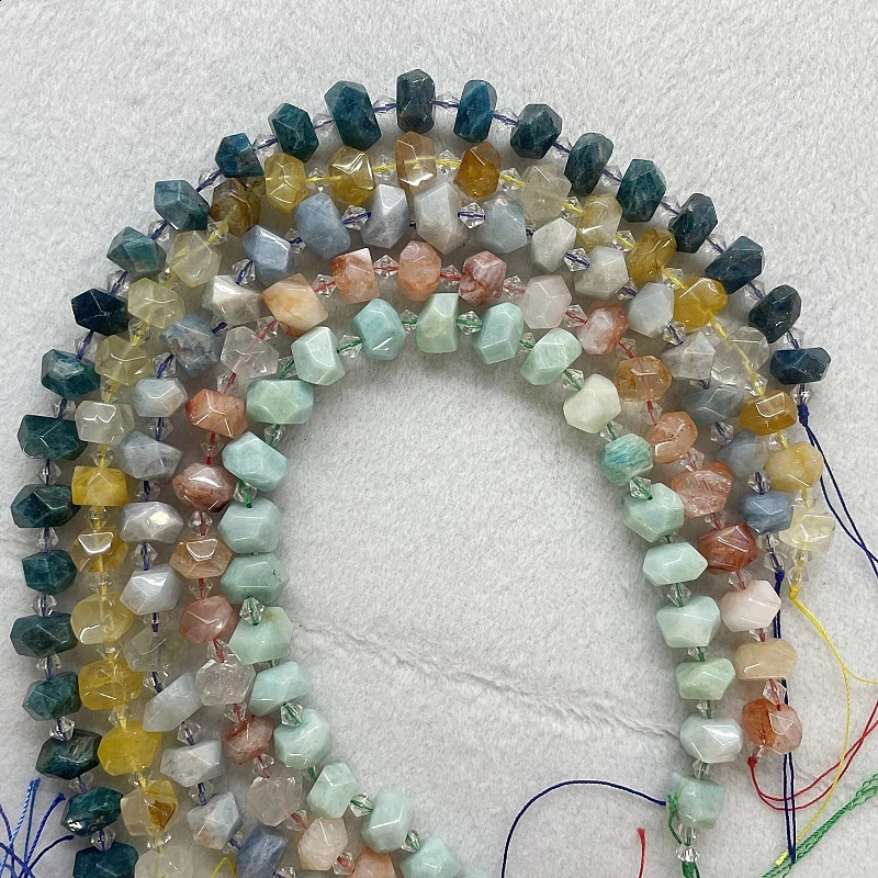 Natural gemstone Apatite lemon quartz aquamarine Labrador 8-10X12-15mm pine bead earrings necklace bracelet jewelry making 241017