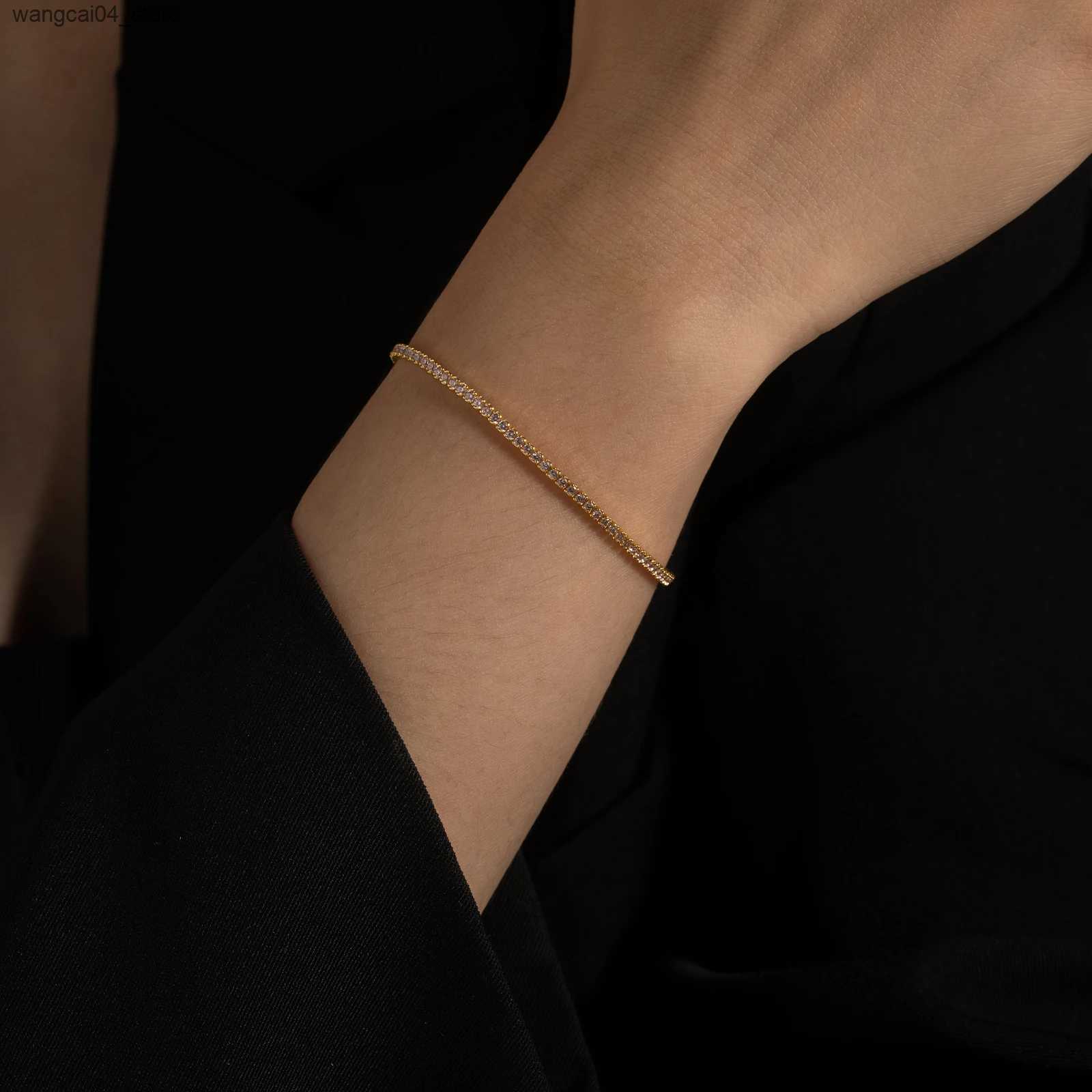 Chokers ANDYWEN 925 sterling silver tennis zircon charm long chain necklace rock punk fashion exquisite jewelry gift wedding party L240910