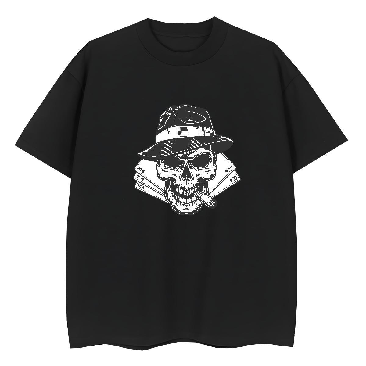 Fashion Womens T Shirts 230g Pure Cotton O-Neck Short Sleeve Sports Casual skull Woman Tshirt Comfortable DIY Printed Clothings